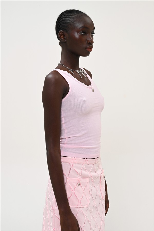 BOOM 012 LACE TANK TOP PINK